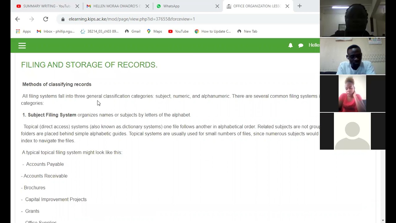 FILING AND STORAGE OF RECORDS -ZOOM