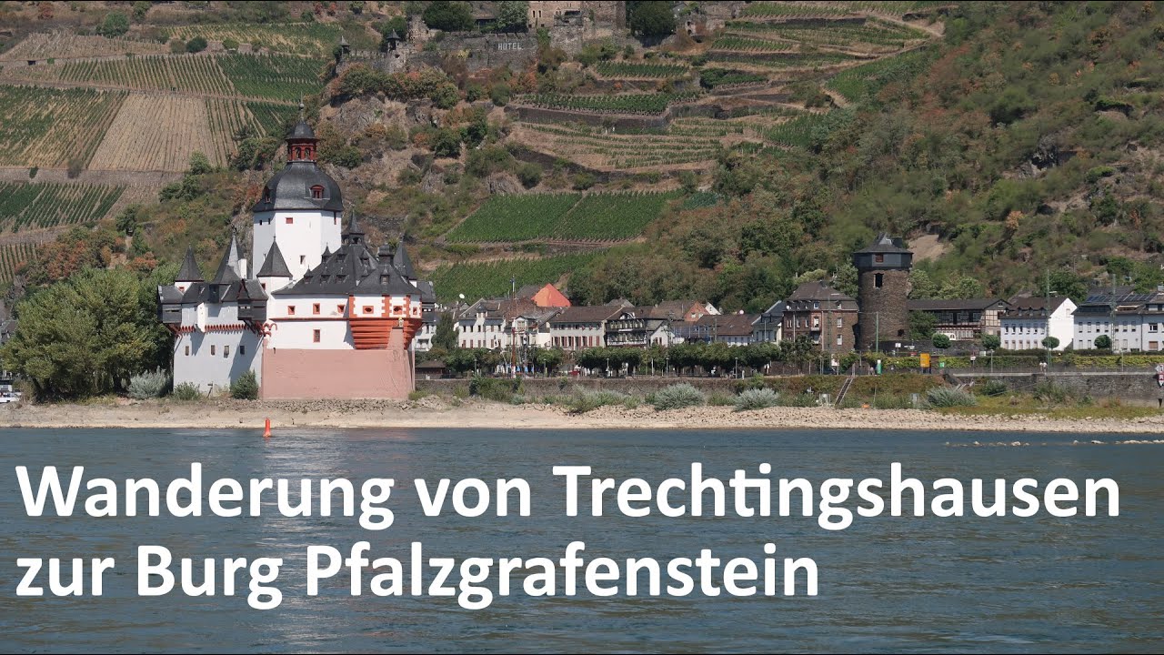 Niedrigwasser Rhein - Wanderung von Trechtingshausen zur Burg Pfalzgrafenstein.