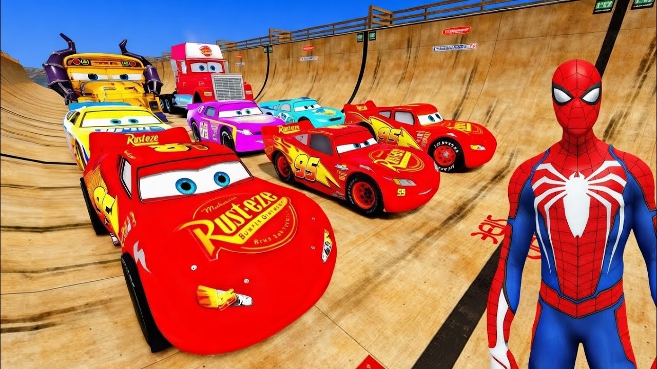 GTA V Superhero Crazy Racing Challenge & Supercars - GTA5 Spider-Man Car Stunt Race