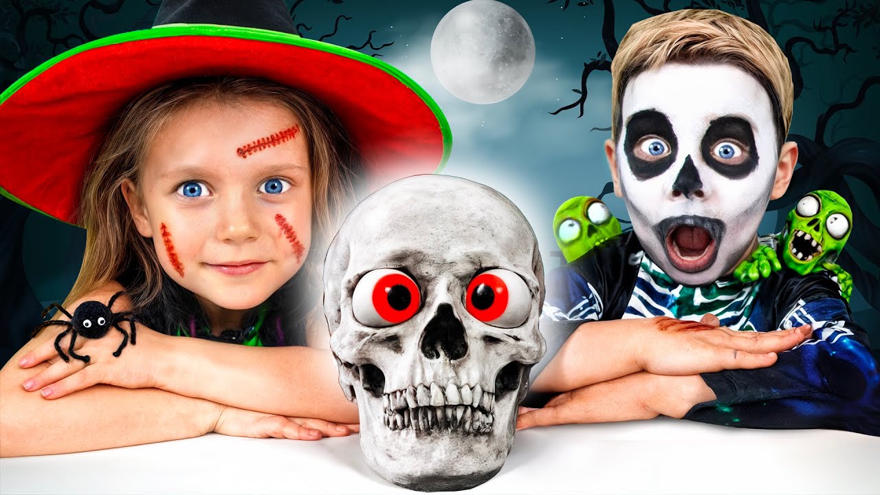 Halloween-Süßes oder Saures-Süßigkeiten-Haul mit Alex und Gaby | Lerne Obstnamen mit Gaby und Alex