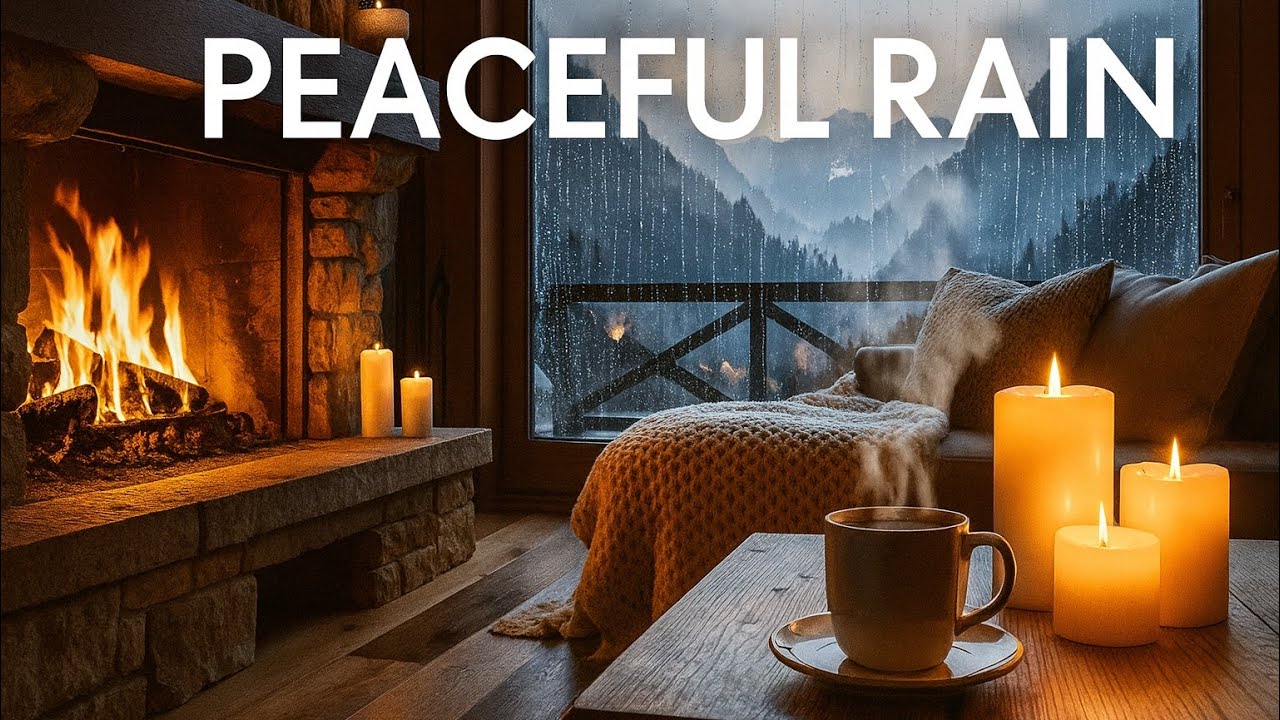 Fire & Calm Meditation Ambience | Rainy day | مدیتیشن با صدای شومینه و باران برای آرامش عمیق
