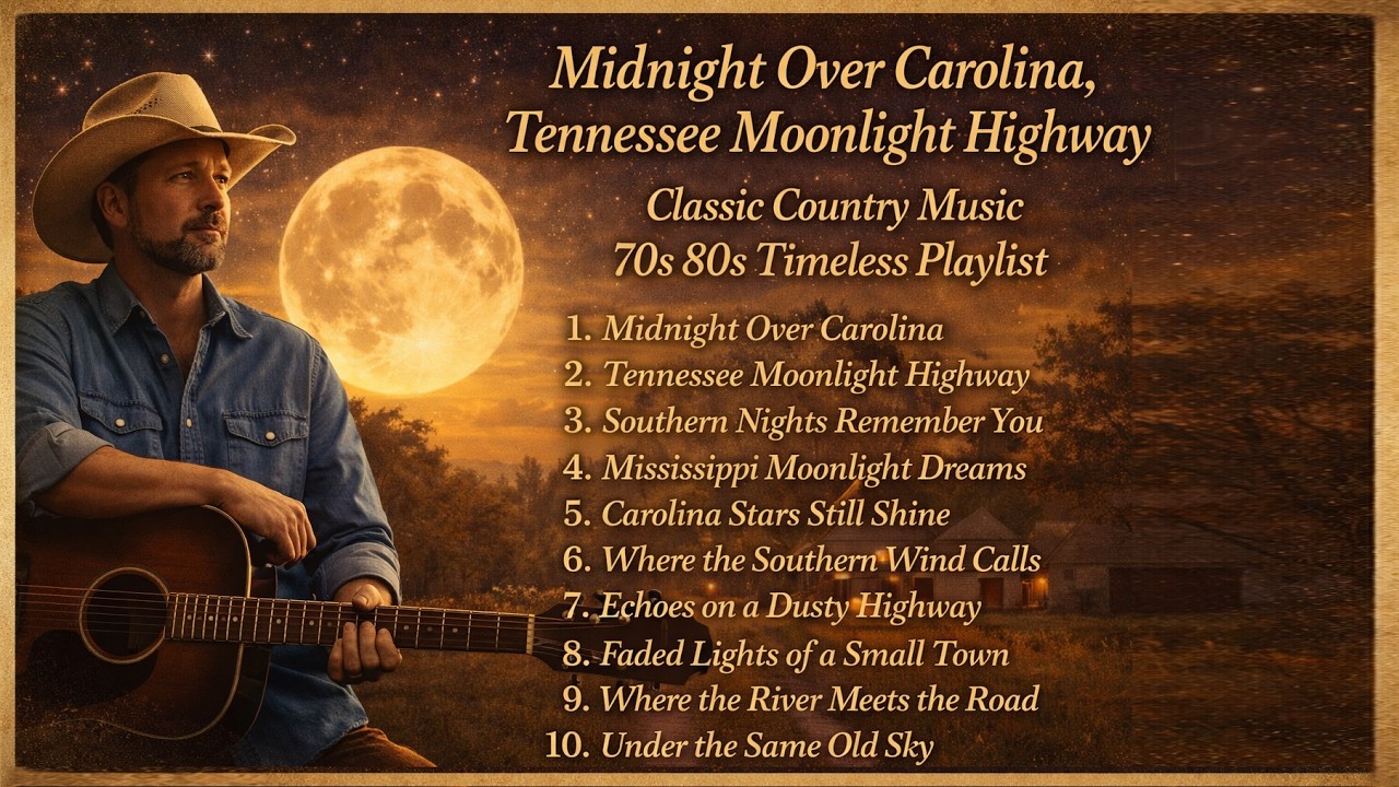 Midnight Over Carolina, Tennessee Moonlight Highway | Classic Country Music Timeless 70s 80s Style