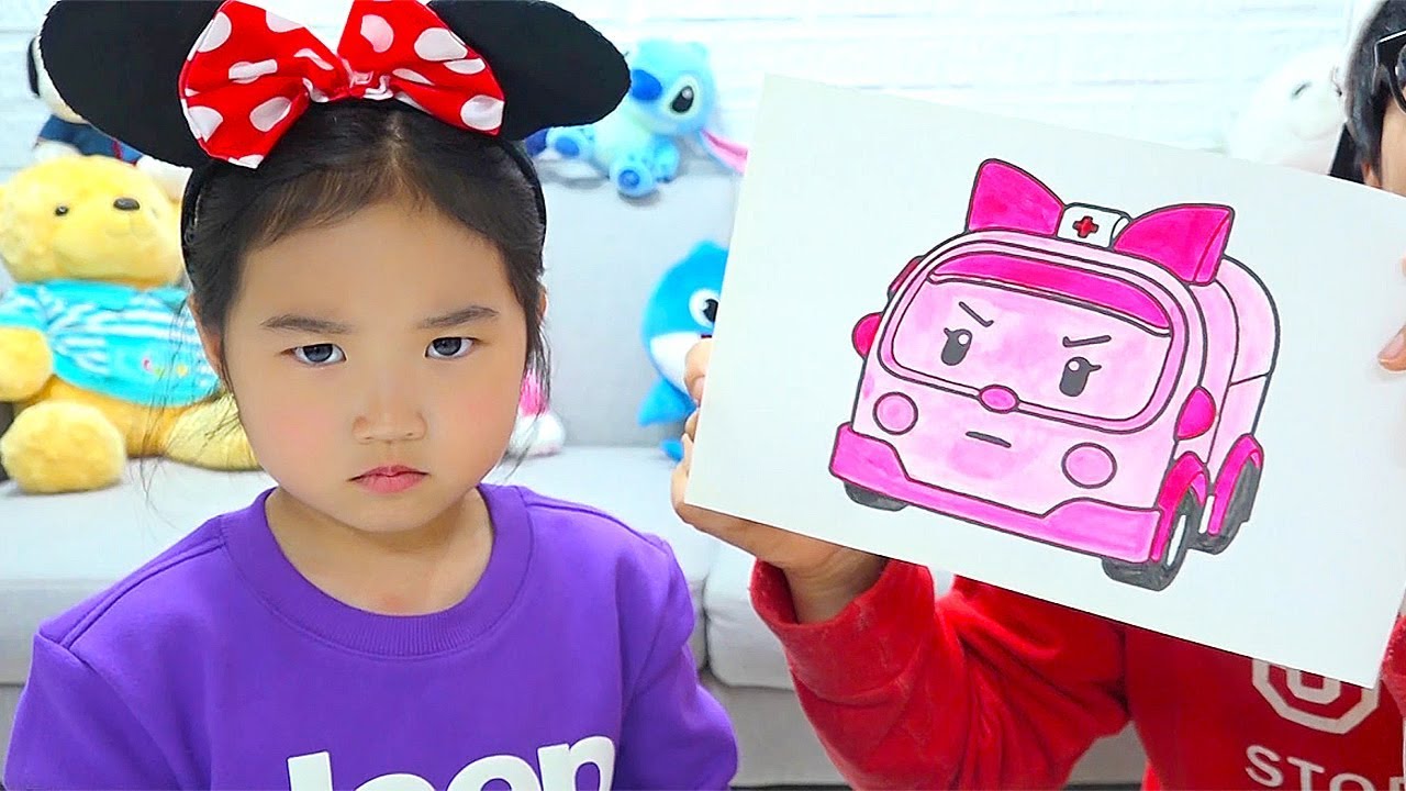 보람 코난 컬러 거품 물감으로 타요 폴리 맥퀸 자동차 색칠놀이 색깔놀이 Boram and color bubble draw a magic toys
