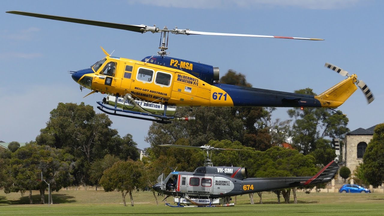 4 Firefighting Helicopters Refuelling, Landsdale W.A., 9 Nov '19