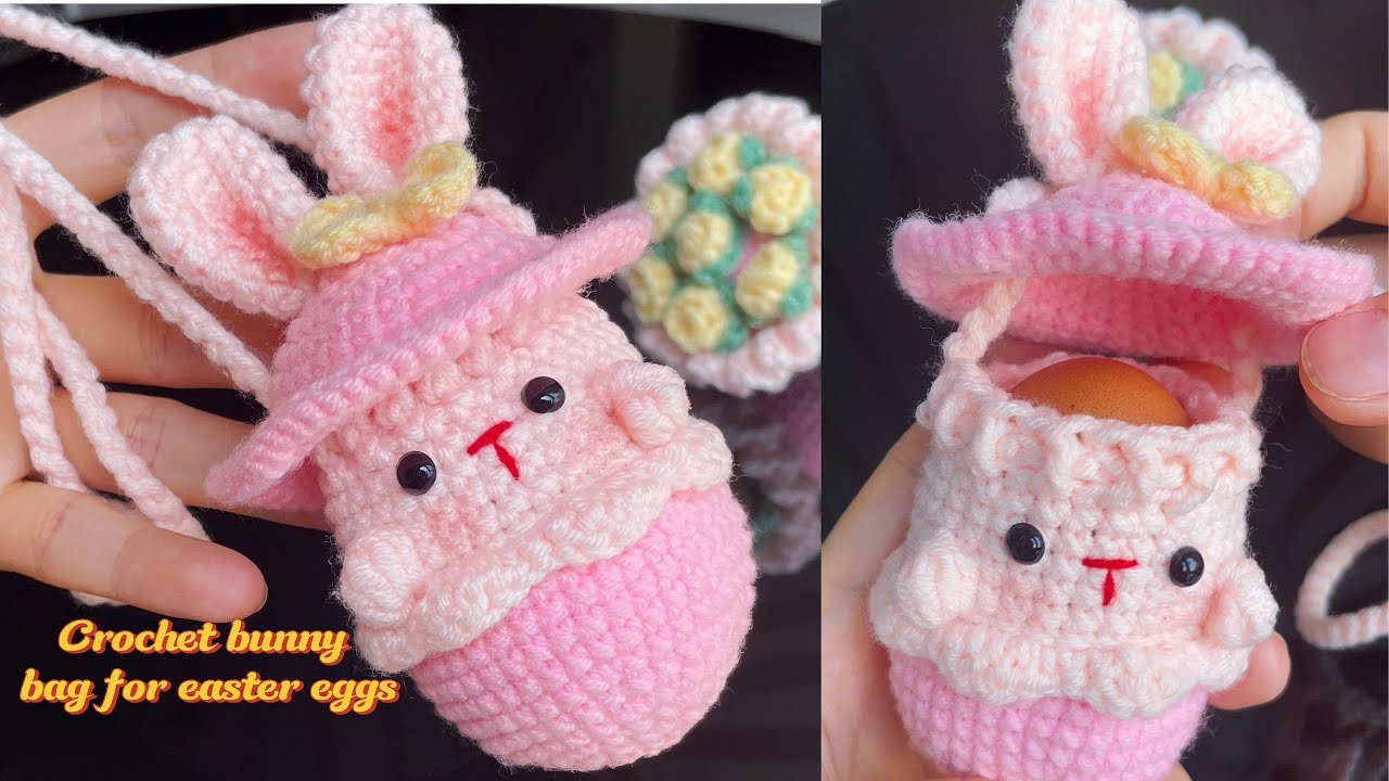 Crochet bunny bag for Easter eggs | Hướng dẫn móc túi Thỏ đựng trứng Phục Sinh #mon_crochet