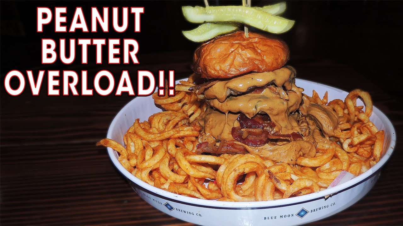 Giant Jiffy Peanut Butter Bacon Burger Challenge w/ Curly Fries in Golden, Colorado!!