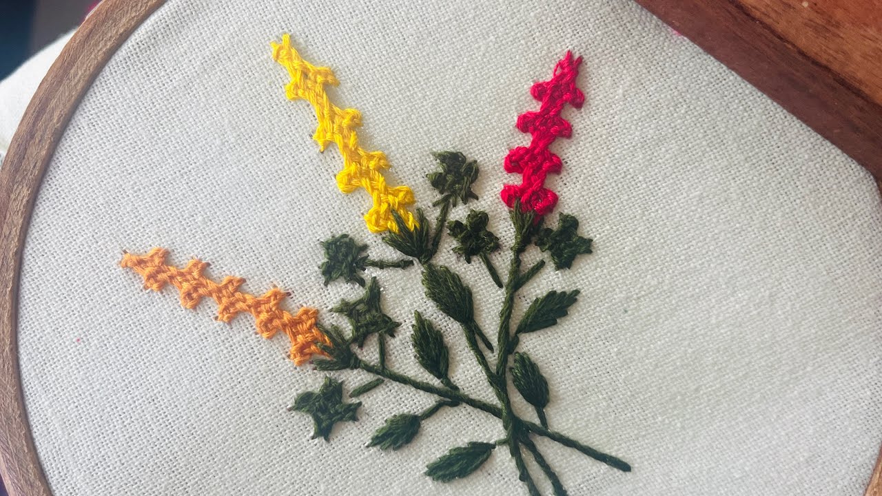 Hand embroidery beautiful Kutch work flower embroidery 