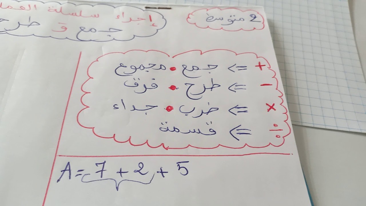اجراء سلسلة العمليات   الجمع   و   الطرح