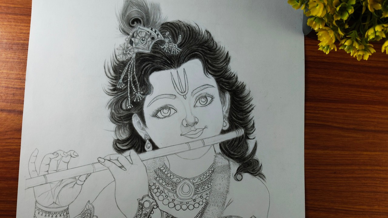 How to sketch hair of lord krishna/ draw of lord krishna #art