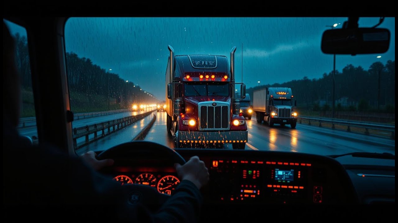 POV: Truck Driver Battles Heavy Rain on the Highway &ndash; Real Road Experience!