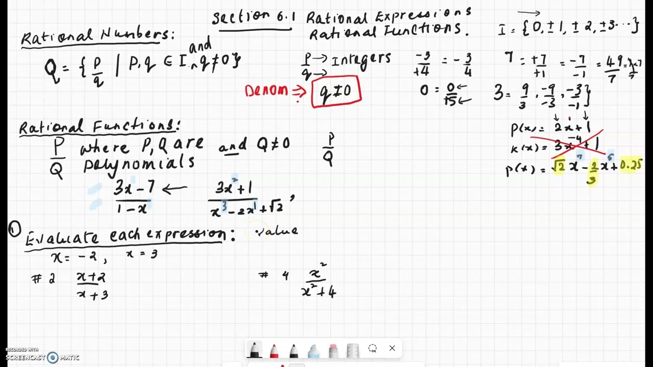 MTH100 Section 6.1 Rational Expressions Part1