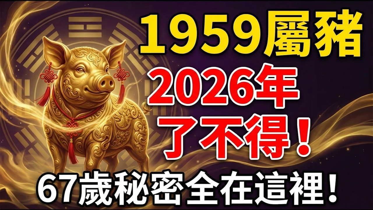 1959年屬豬人，己亥年出生，2026年「了不得」！你家有嗎？#生肖豬2026運勢 #1959年屬豬 #2026屬豬運勢 #1959年生肖豬 #財運 #風水佈局 #生肖豬 #招財 #丙午馬年 #屬豬