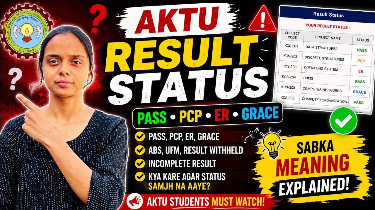 AKTU Result Status Explained 2026 | Pass, PCP, Grace Marks, UFM, ABS Meaning | AKTU Result Guide