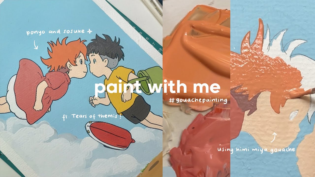 paint with me : a scene from ponyo by studio ghibli gouache painting 🌊 ft. HoYoverse