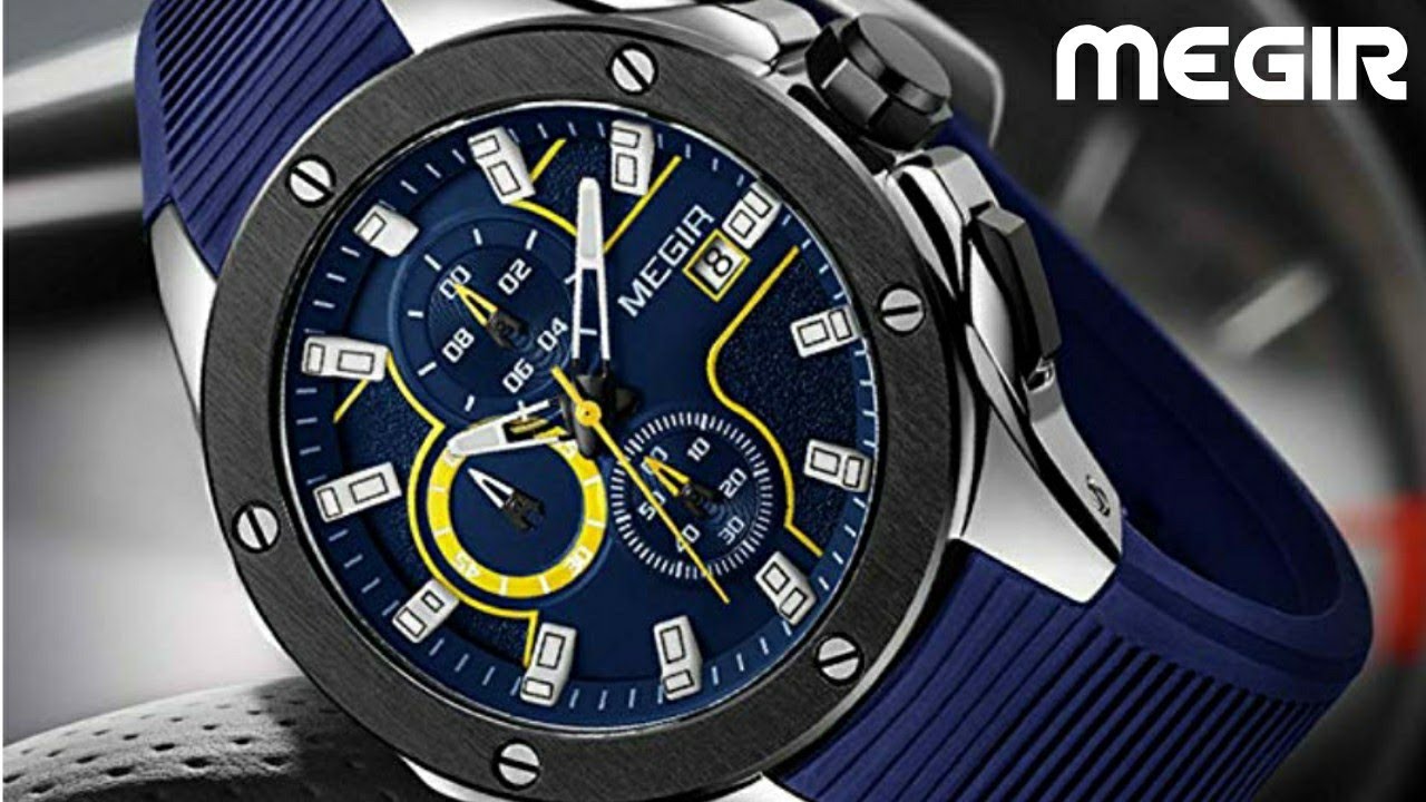 MEGIR Chronograph Watch MN2053GB Unboxing. Aliexpress. Silicone Strap Quartz Army Military Watche