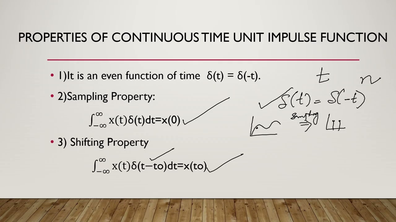 Elementary signals-Unit impulse function/Properties in continuous time and discrete time