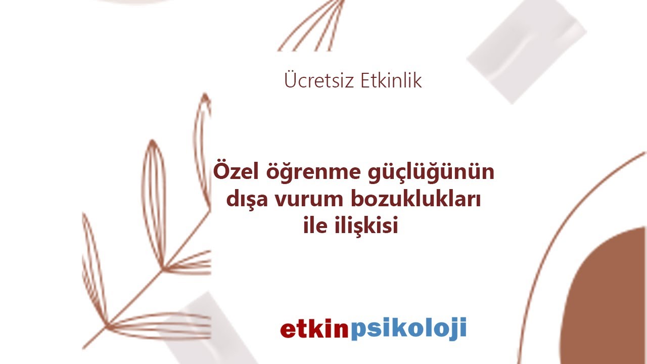 özel öğrenme güçlüğünün dışa vurum bozuklukları ile ilişkisi