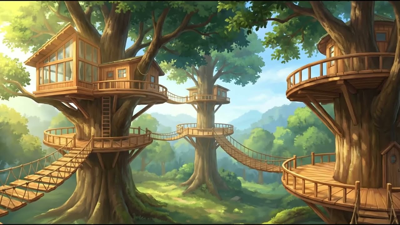 Living in a Treehouse – A Day of Peace (ツリーハウスの生活) | Ghibli Style Ambience, Study & ASMR 🌿📚