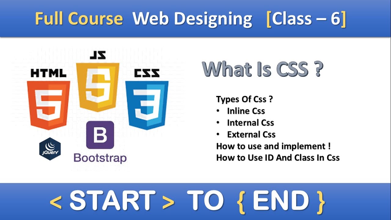 What is #CSS in Hindi | Types of CSS | Internal External Inline CSS| #ID and #class in CSS| Part #6