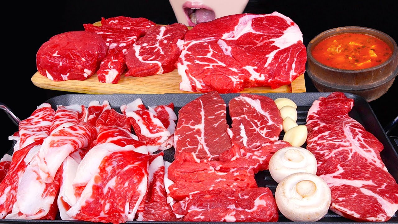 ASMR BEEF GRILLED FILET MIGNON SOYBEAN PASTE STEW COOKING MUKBANG소고기 된장찌개 먹방牛肉 味噌チゲ 咀嚼音EATING SOUNDS