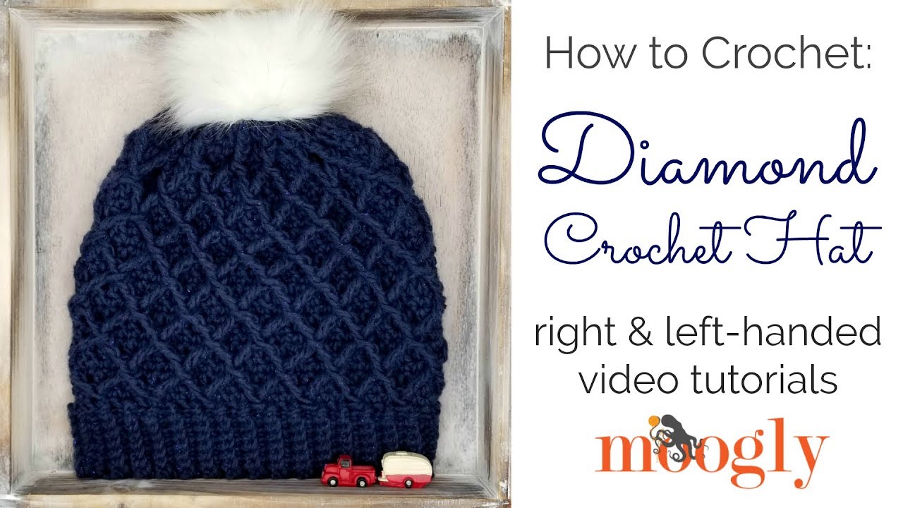 How to Crochet: Diamond Crochet Hat (Left Handed)