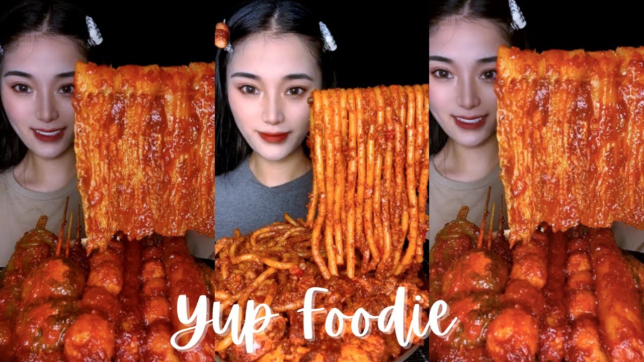 ASMR Chinese Food Mukbang |  Rice Noodles, Enoki, Spicy Ramen Eating Show | Yup Foodie #27