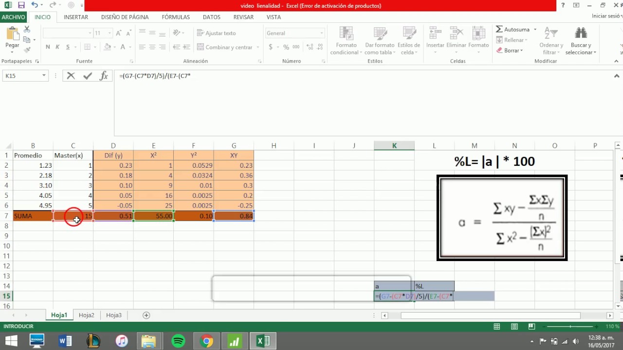 Linealidad en Excel y Minitab