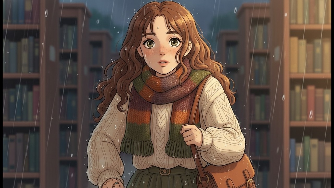 3 Hours of Rainy Ghibli Bookstore ASMR 🌧️ Cozy Ambience for Study, Sleep, and Focus | Moss & Ember
