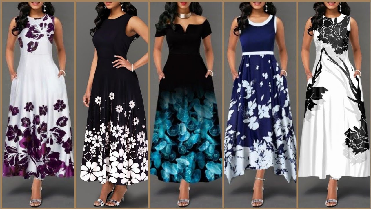 Fabulous Stunning And Elegant Beautiful Printed Long ALine /High Waist Maxi Design