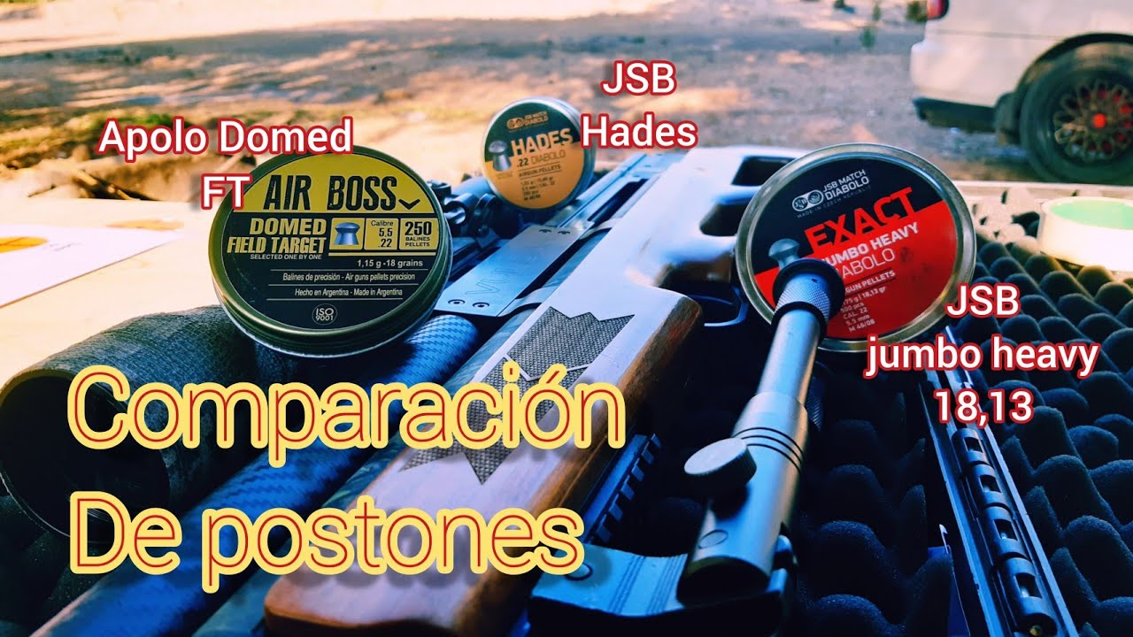 Comparación de postones JSB jumbo Heavy /Apolo domed FT/ JSB Hades a 25 y 50 metros