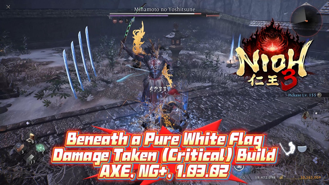 Nioh 3: Beneath a Pure White Flag, AXE, Damage Taken (Critical) Build, NG+ 1.03.02