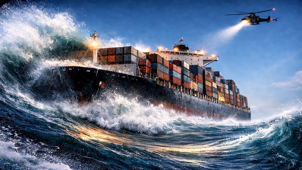 When Monster Waves Hit a Cargo Ship in the Middle of the Ocean