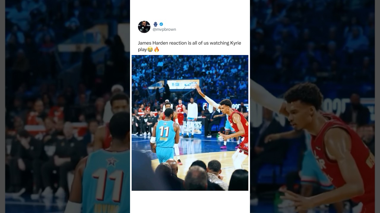 James Harden goes CRAZY watching Kyrie cook up Victor Wembanyama!😂👨🏽&zwj;🍳