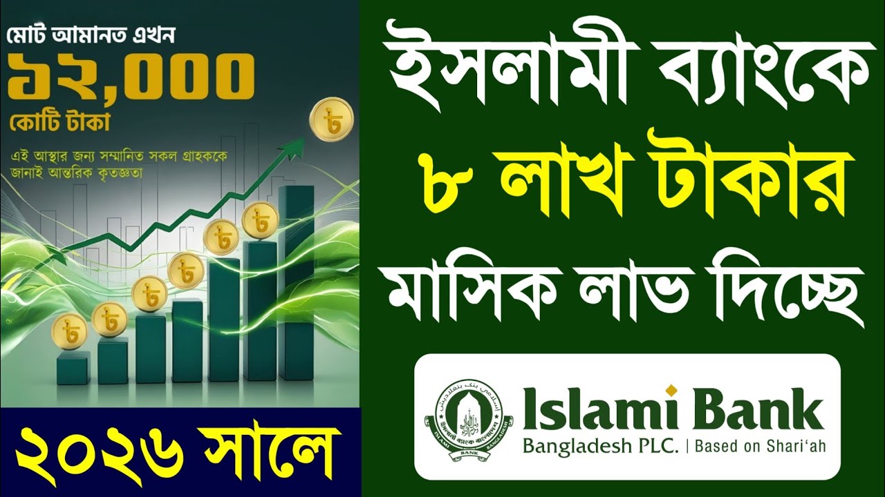 এফডিআরে ৮ লক্ষ টাকা রাখলে প্রতি মাসে মুনাফা ইসলামী ব্যাংকে লাভ ? Islami Bank Fixed Deposit 2026 Lav