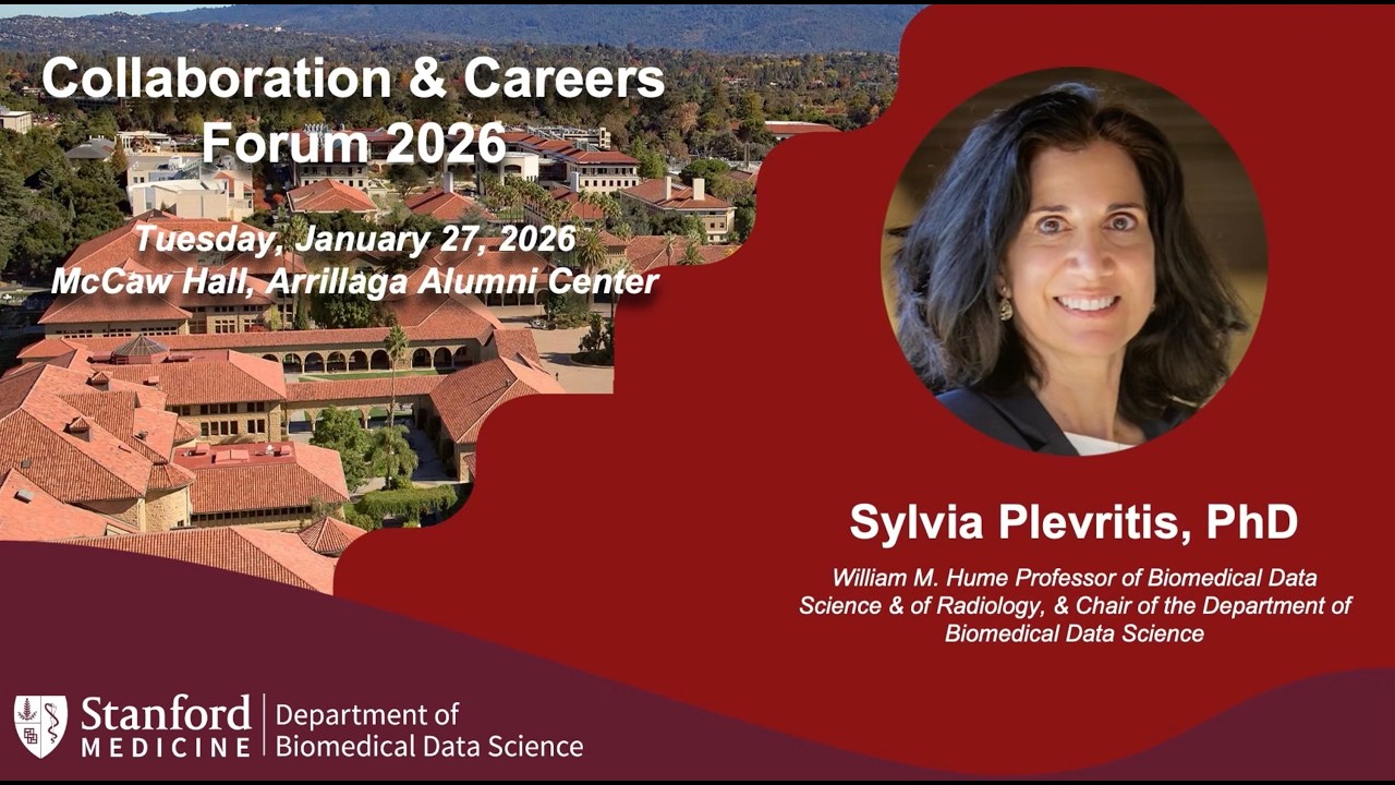 Sylvia Plevritis addresses the 2026 DBDS Collaboration & Careers Forum.
