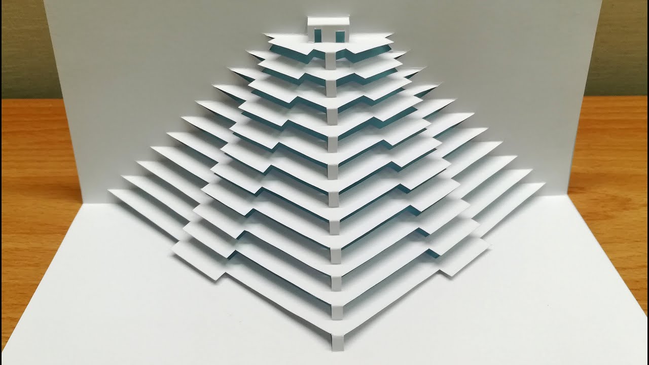 3d Pyramid card｜Pyramid Pop up card｜paper craft art｜kirigami｜origami｜3d金字塔卡片