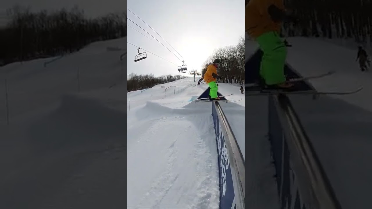 PRO SKIER ON CUSTOM REDBULL RAIL #railskiing 🤯