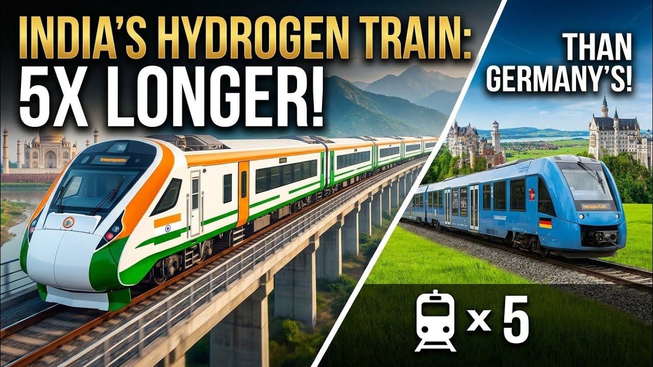 Водородный поезд Индии: в 5 раз длиннее немецкого! 🚄🇮🇳