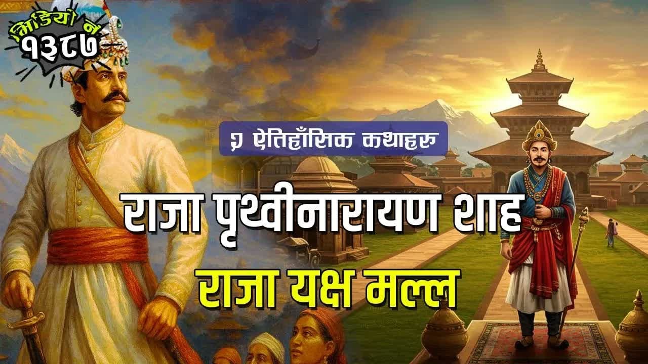 २ ऐतिहासिक कथाहरुः राजा यक्ष मल्लको विभाजन र तीन शहरको गाथा । राजा पृथ्वीनारायण शाह र गोरखाली सपना