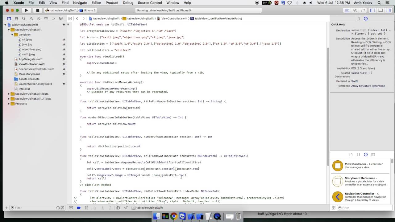 Swift UITableview tutorial 4