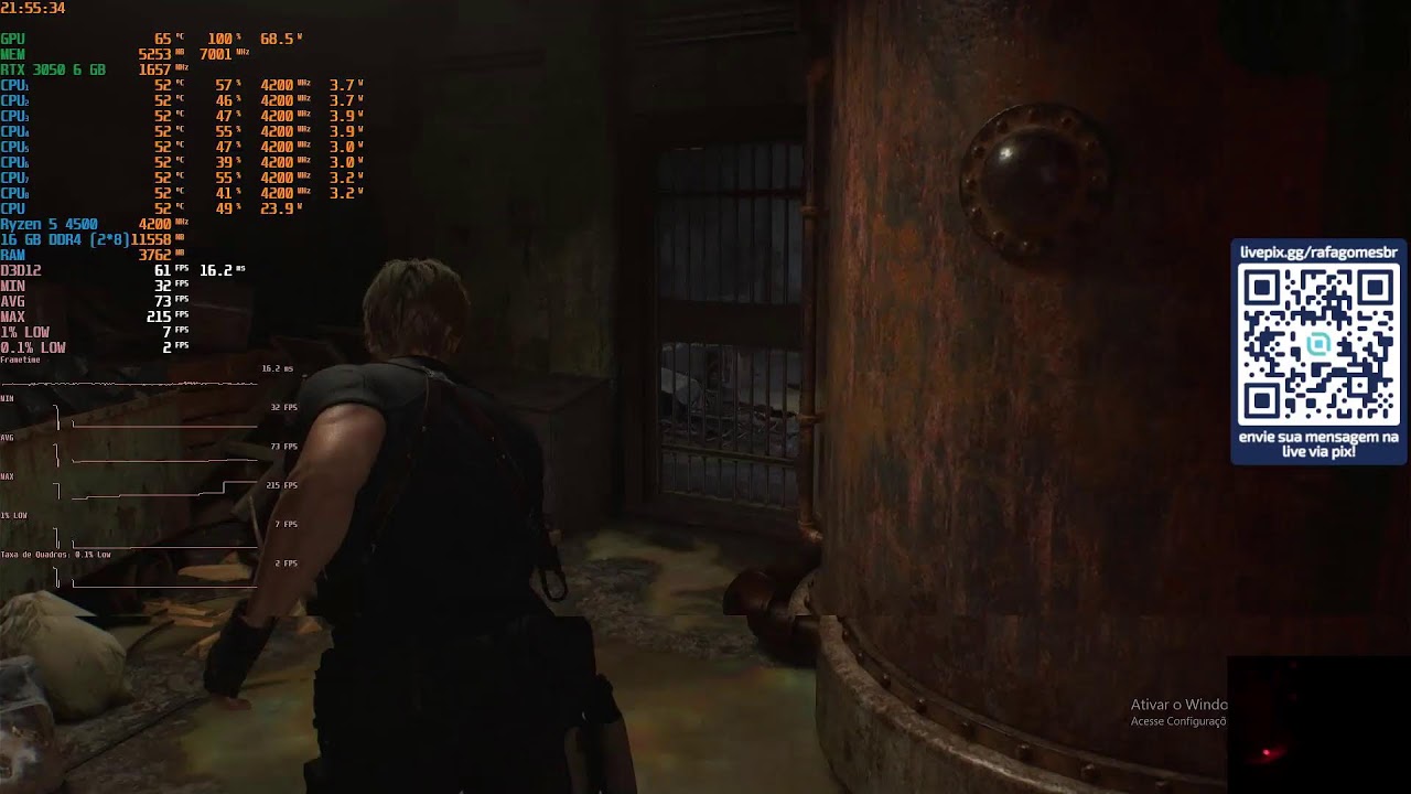 Resident Evil 4: Remake - 1080p (FXAA + TAA) - Medium/High Tex. - RTX 3050 6 GB + R5 4500 (16 GB)
