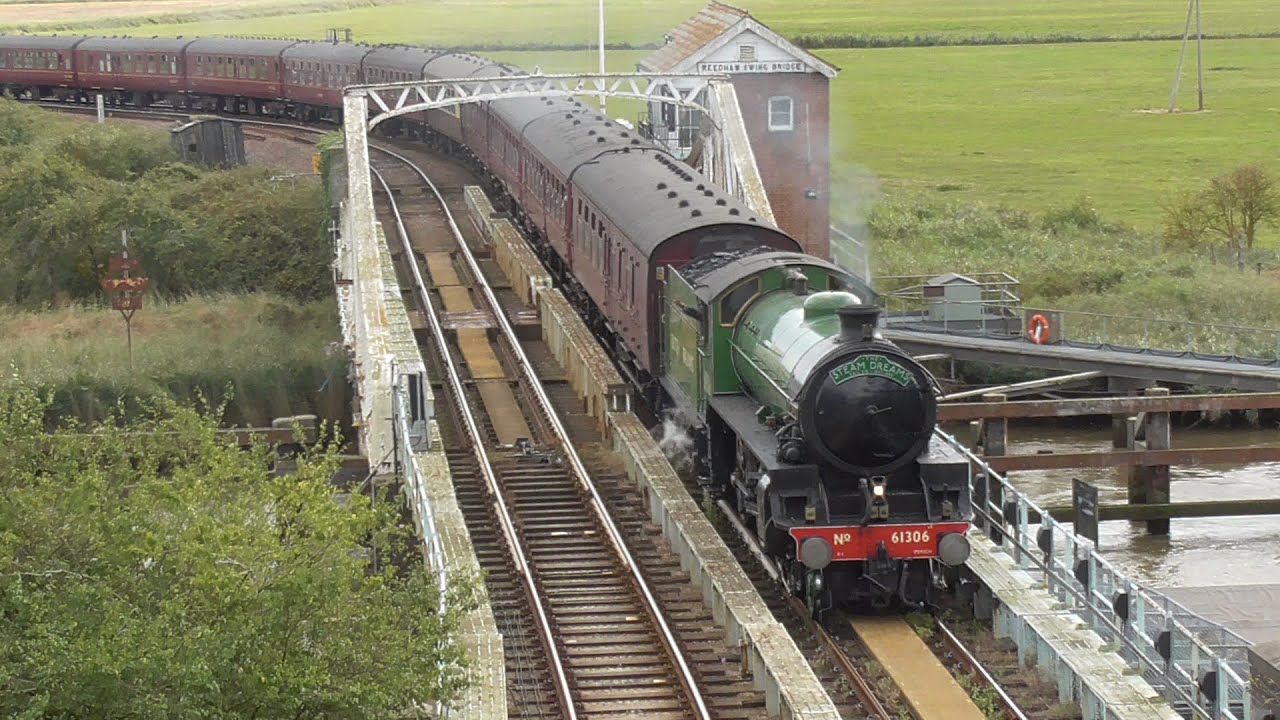 61306 'Mayflower' & 47245 haul 'The Cathedrals Express' over Reedham Swing Bridge - 31/8/19