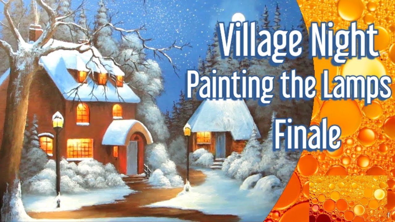 village night painting the street lamps | acrylic painting tutorial #howto #acrylic #landscape #asmr