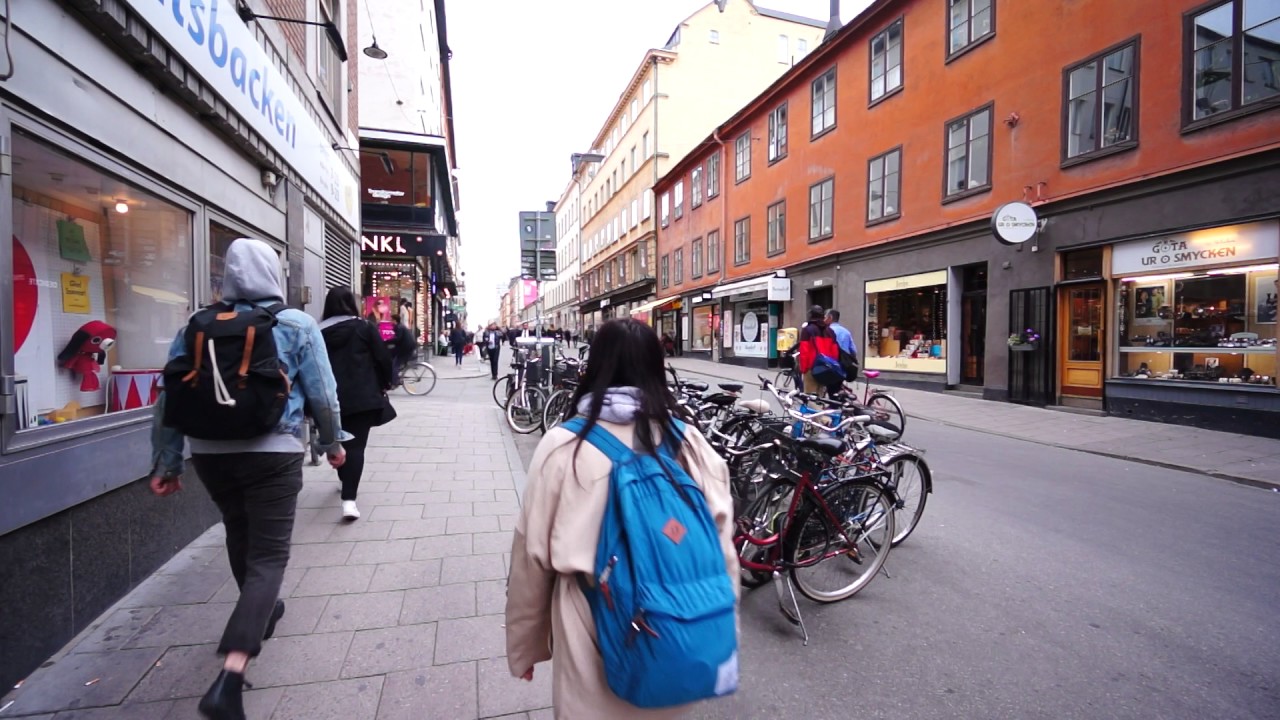 Sweden, Stockholm, Slussen Subway station, 3X escalator ride - going up to street level
