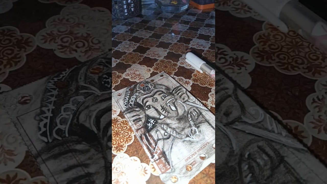 ganpati bappa drawing with#station#ticket#short#art#with#bappa#viral