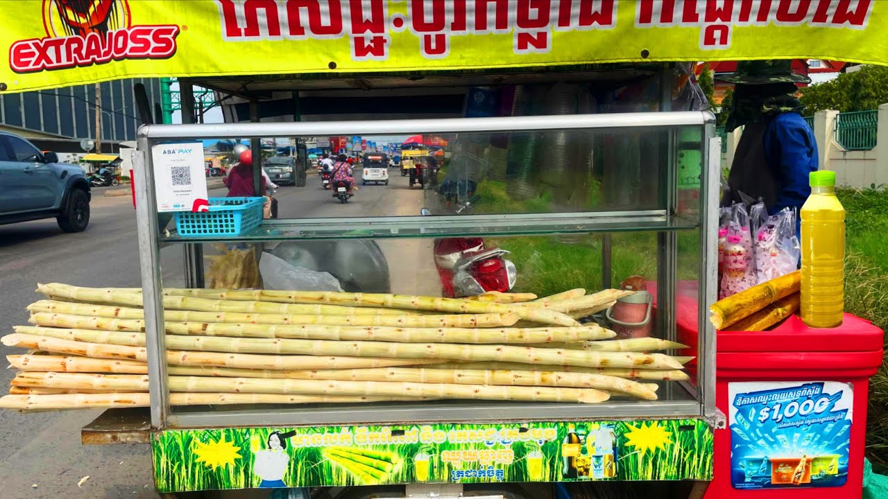 Amazing !! sugarcane juice business in Cambodia || Sweet! The Process Of Making Sugarcane Juice