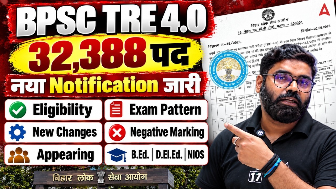 BPSC TRE 4.0 Notification 2026 | BPSC TRE 4.0 Syllabus, Eligibility, Exam Pattern & Appearing