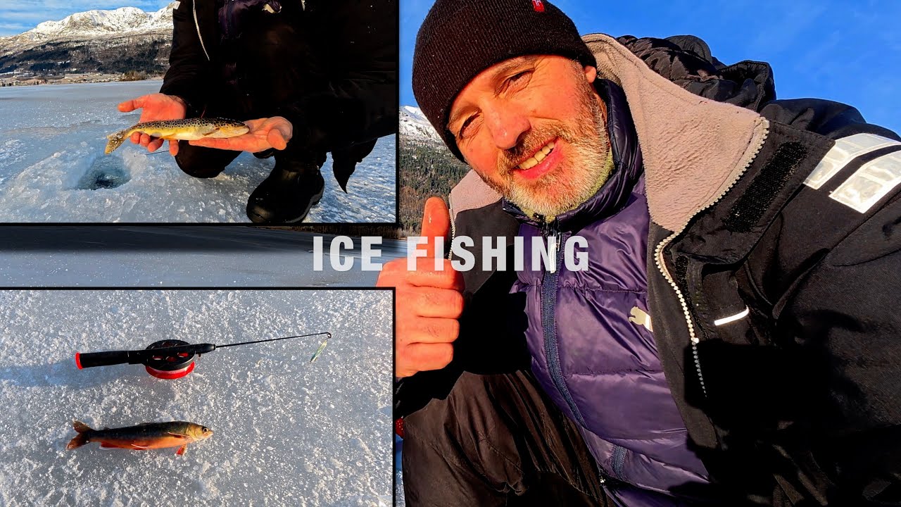 Рыбалка в Норвегии со льда: Ловим форель.  Ice Fishing in Norway: Catching Trout.