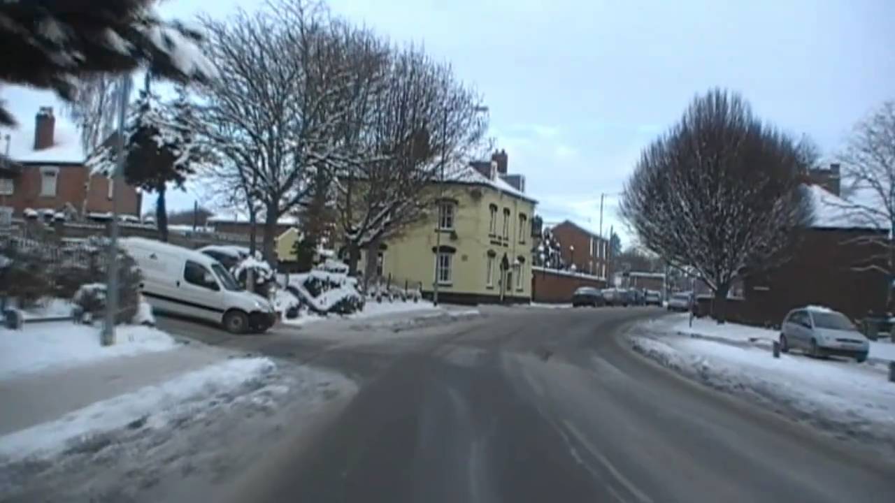 Driving In Snow Along Bridge Street, New Road, Henwick Road & Hylton Road, Worcester, England