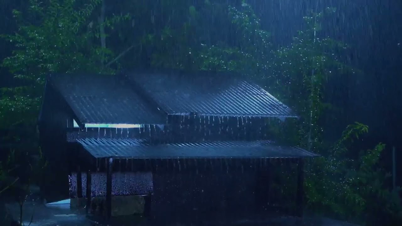 No Ads Rain Sounds for Sleeping - ASMR Wild Night Rain on Tin Roof for Severe Sleep Disorder